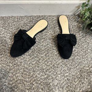 Kate Spade Shoes Womens 9.5 M Black Slip On Mules Suede Bow